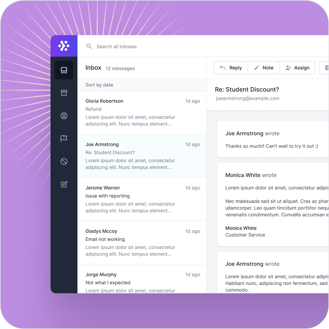 Inbox user interface